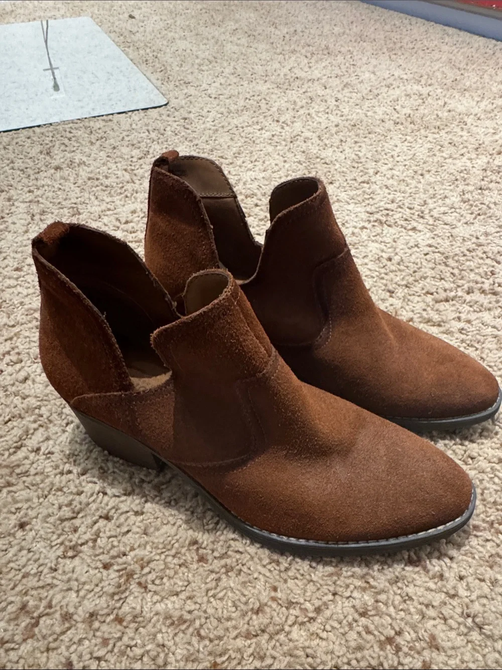 Sonoma Brown Suede Cutout Ankle Booties